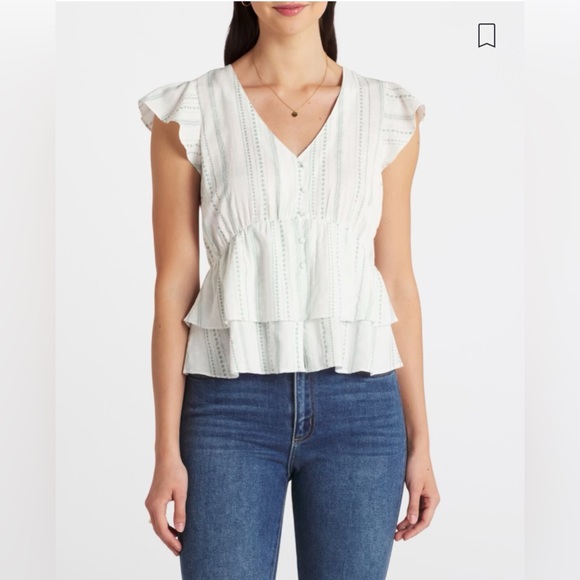 COPY - Flag and Anthem Regan Flutter Sleeve Tiered Blouse - Picture 1 of 7